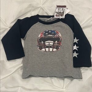 NWT MISH Kids Long Sleeve Football Helmet Shirt - Gray and Black Size 12 months